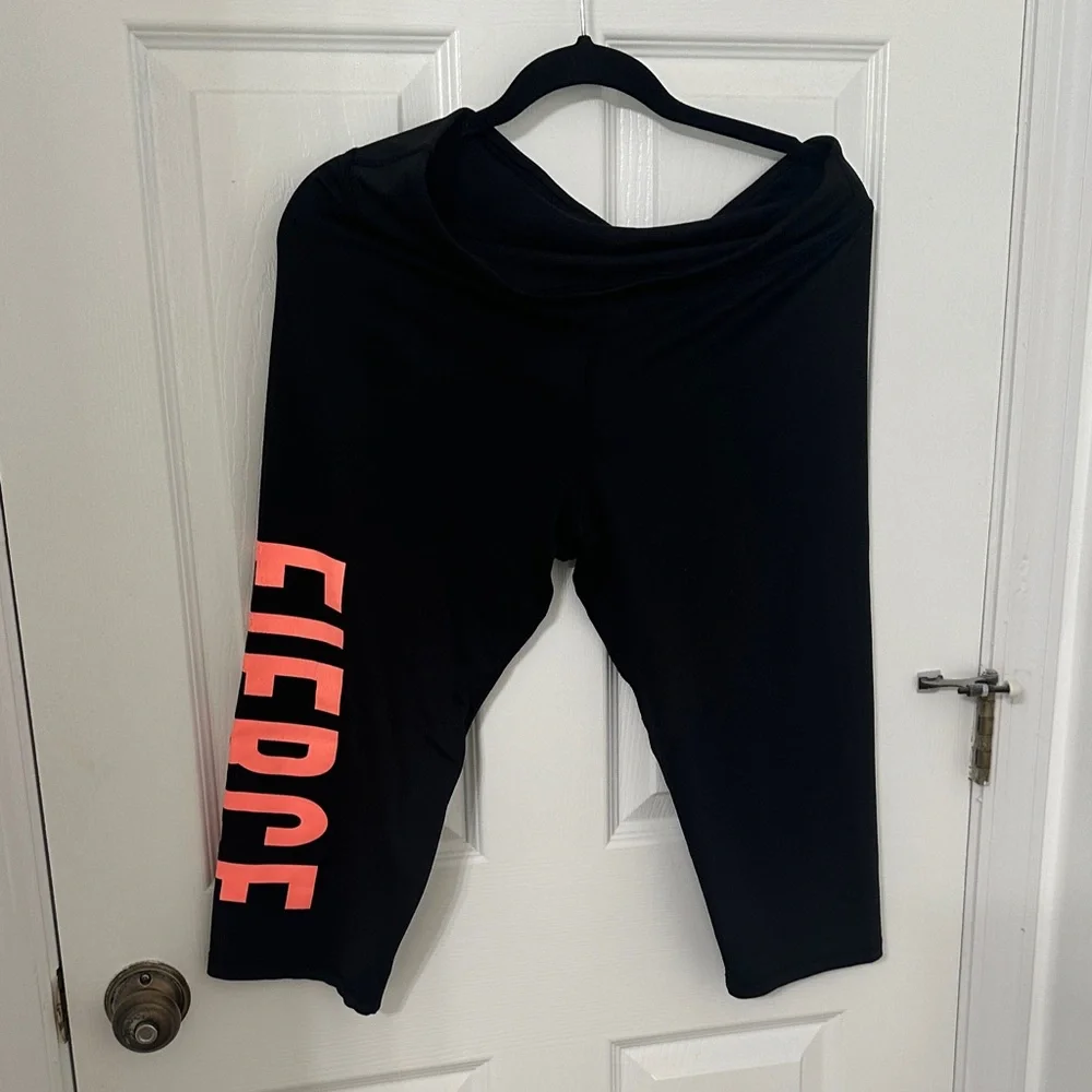 No Boundaries Black Athletic Shorts with Pink 'FIERCE' Side Print - Picture 2 of 5